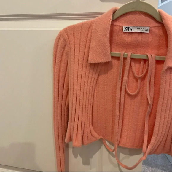 Zara Pink Fuzzy Wrap Knit Sweater - Picture 9 of 11